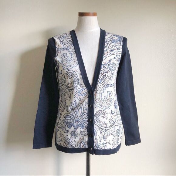 Pendleton | Vintage Paisley print Vneck sweater Cardigan size Small preowned - Picture 2 of 8
